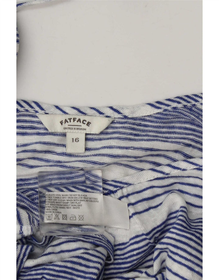 Blusa para mujer Fat Face UK 46 L Lino a rayas azules grandes