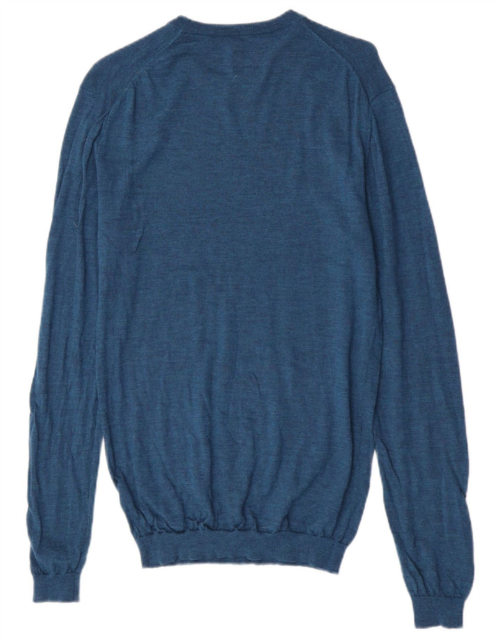 Jack Wills Jersey De Cuello Redondo Para Hombre De Lana Merino Azul Medio