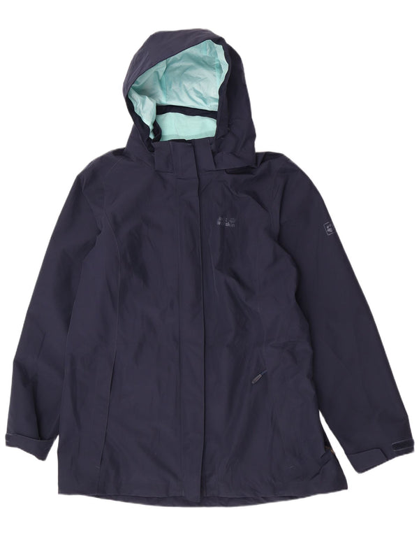 Jack Wolfskin Chaqueta impermeable con capucha y ajuste regular para mujer UK 40 XL Azul marino