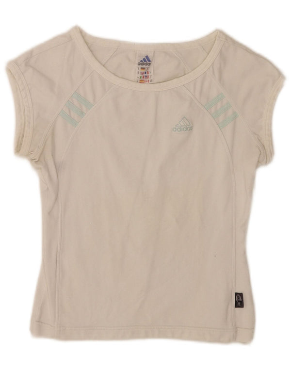 Adidas Womens Crop T-Shirt Top UK 12 Medium White Cotton