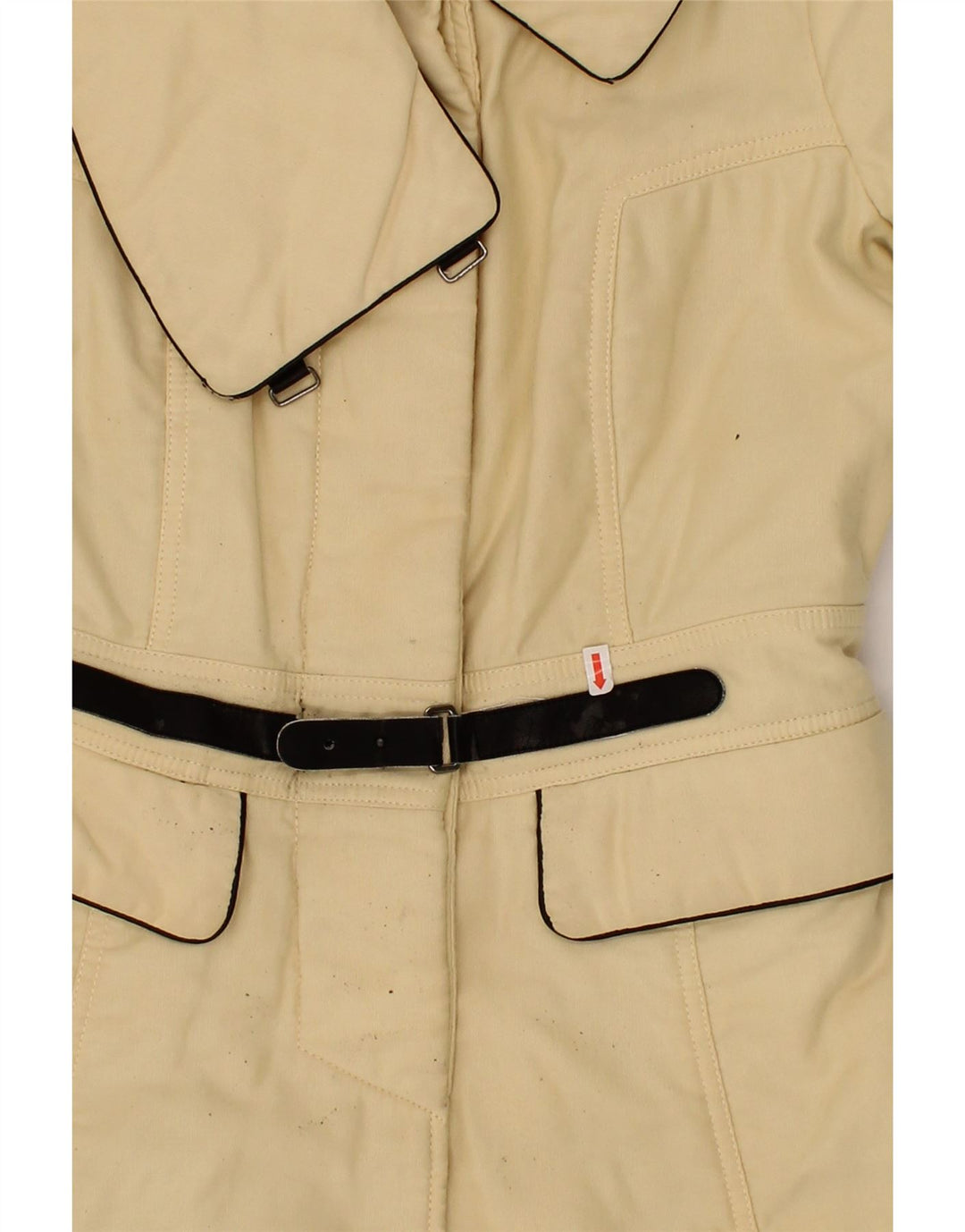 BELFE Womens Overcoat UK 6 XS Beige Cotton Vintage Belfe and Second-Hand Belfe from Messina Hembry 