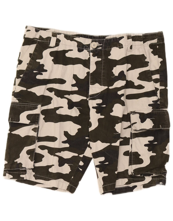 French Connection Pantalones cortos tipo cargo para hombre W34 Camuflaje caqui grande