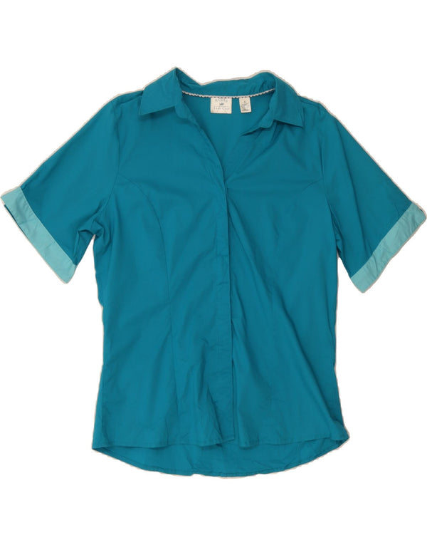 LEE Womens Riders Short Sleeve Shirt UK 16 Large Blue Cotton