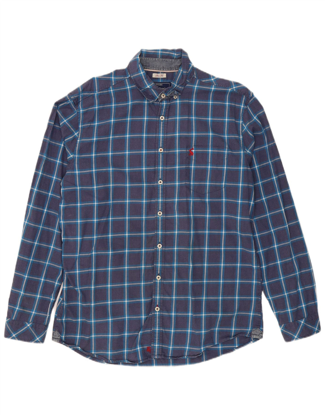 JOULES Camisa slim fit para hombre de algodón a cuadros azul marino grande