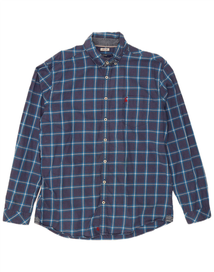 JOULES Camisa slim fit para hombre de algodón a cuadros azul marino grande