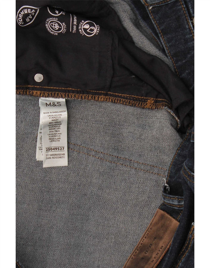 Marks & Spencer Vaqueros rectos regulares para hombre W40 L31 Algodón azul marino