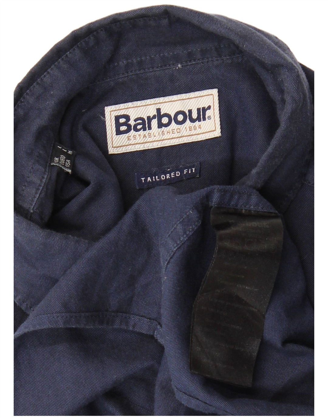 BARBOUR Camisa a medida para hombre Algodón azul marino grande