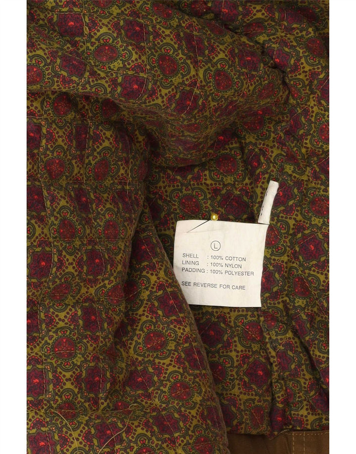 Vintage hombres chaqueta utilitaria Reino Unido 40 algodón marrón grande