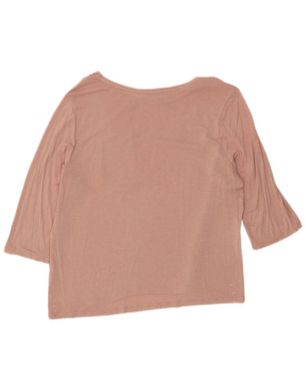 Zara Mujer Blusa Manga 3/4 Top UK 46 Grande Rosa