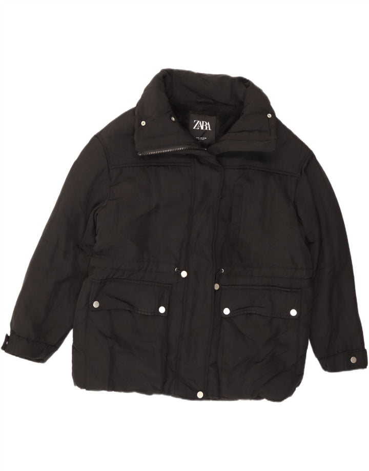 Zara Mujer Chaqueta Acolchada Sherpa Extragrande UK 44 Mediano Poliéster Negro