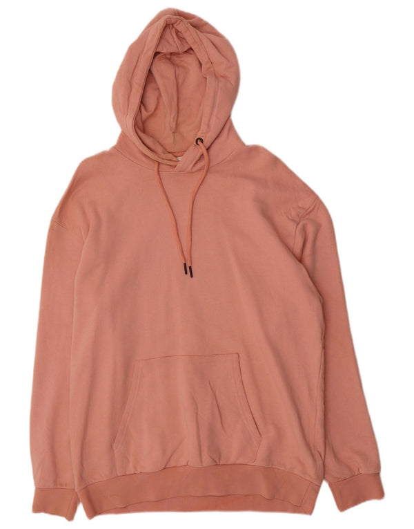 Zara Hombre Sudadera Con Capucha Jersey Grande Rosa Algodón