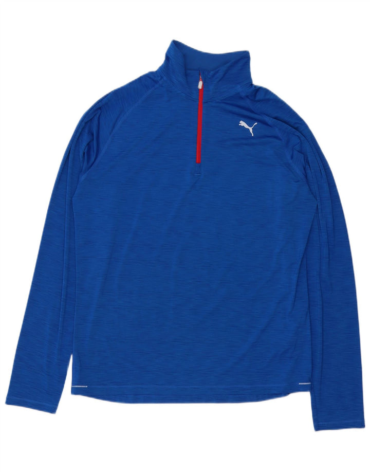 Puma Mens Zip Neck Top manga larga poliéster moteado azul grande