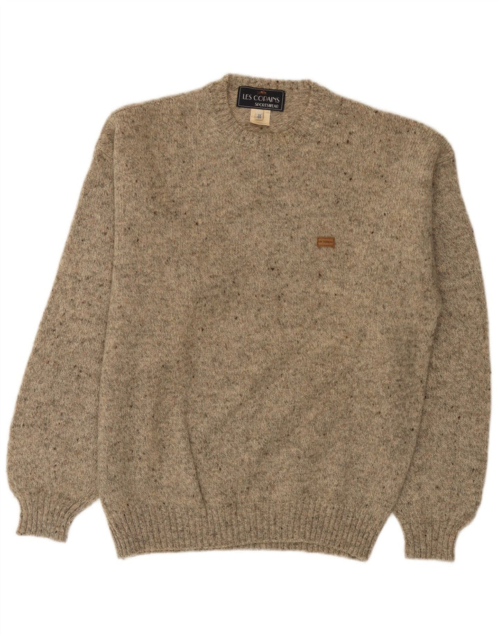 Jersey Hombre Les Copains Cuello Redondo IT 50 Lana Moteada Gris Medio
