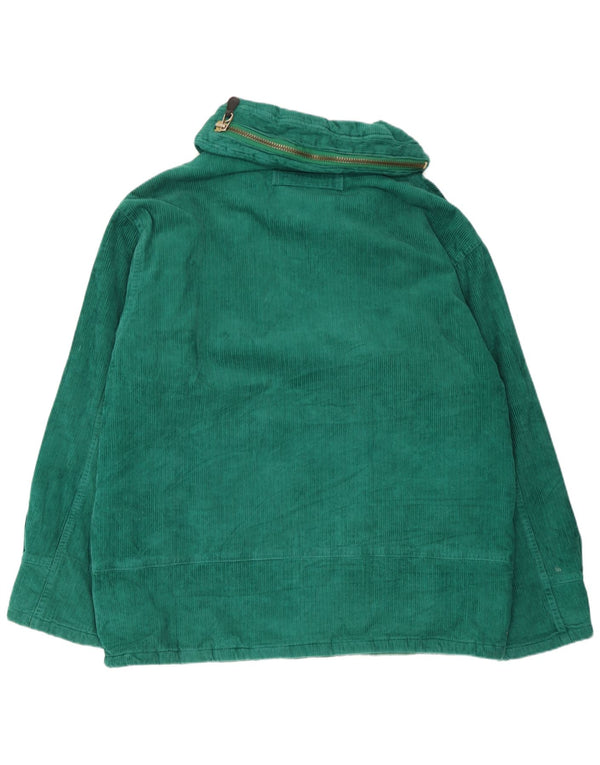 Vintage hombres con capucha chaqueta de pana Reino Unido 40 algodón verde grande