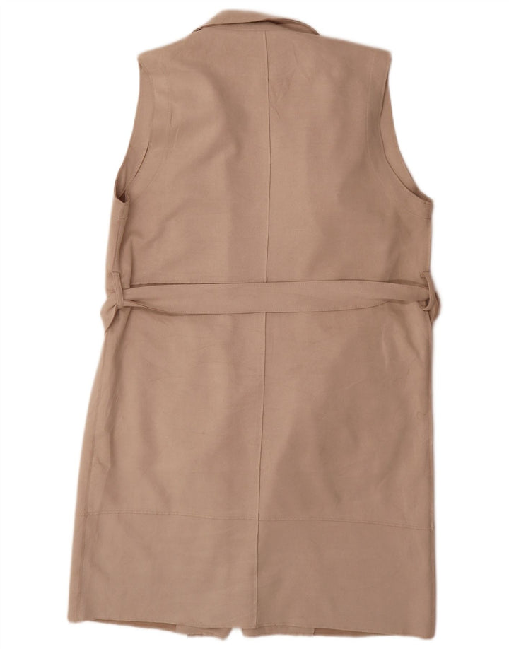Zara Mujer Chaleco Largo UK 46 Grande Poliéster Beige