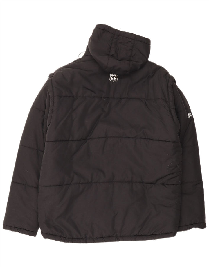 Route 66 Chaqueta acolchada con capucha para hombre UK 40 Large Poliamida negra
