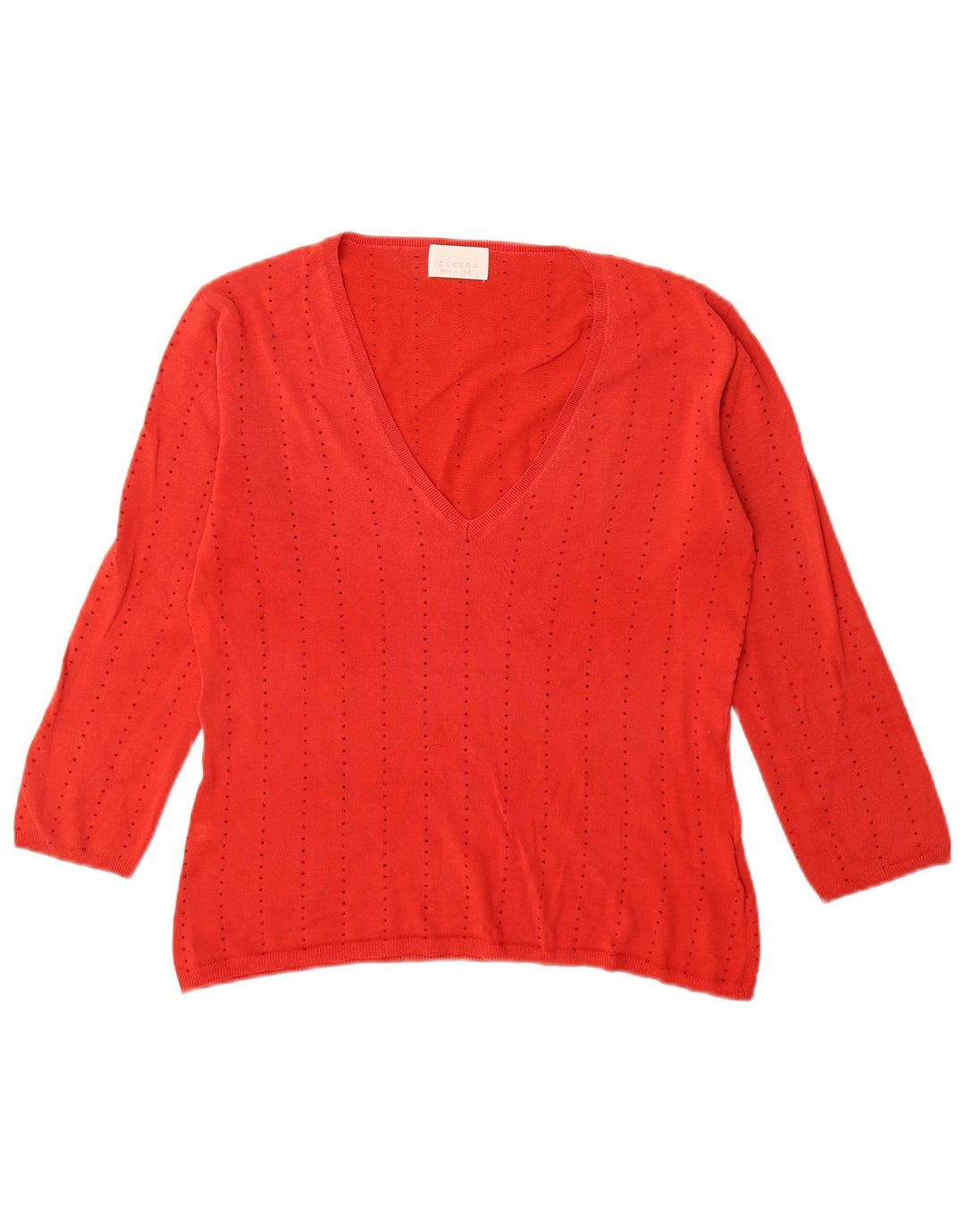 Iceberg Jersey de manga 3/4 para mujer con cuello en V IT 43 Seda roja mediana