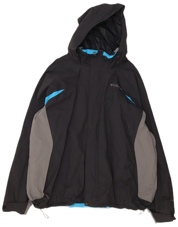 Columbia Chaqueta impermeable con capucha Omni-Shield para hombre UK 44 2XL Bloque de color negro