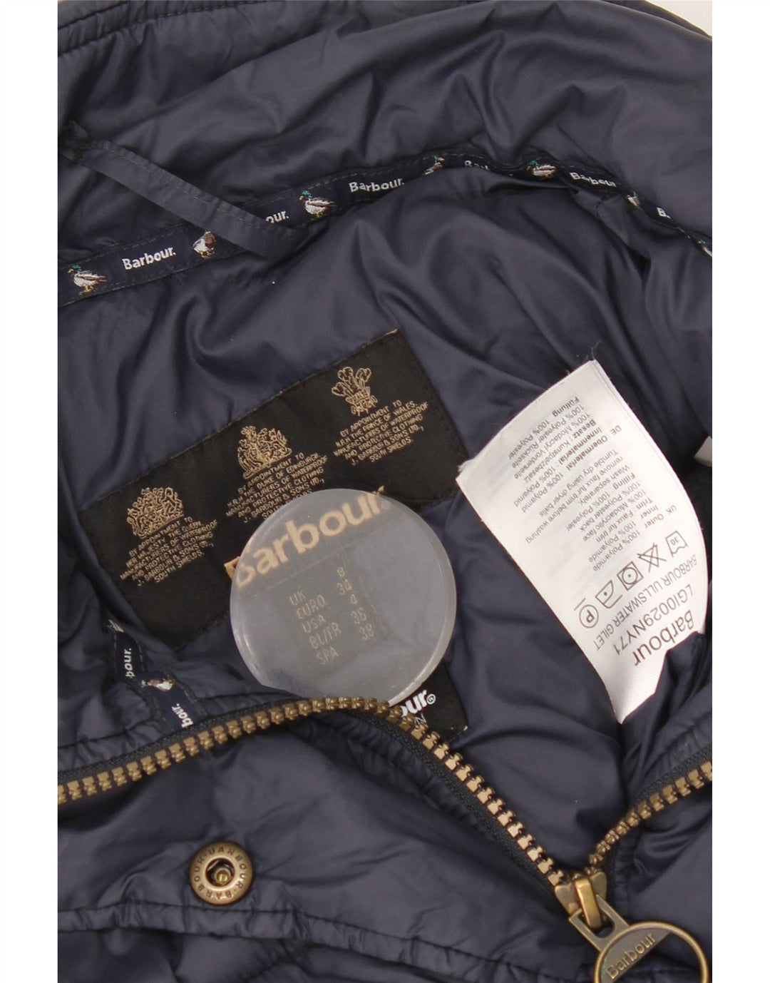 Chaleco acolchado Barbour para mujer UK 8 Small Poliamida azul marino