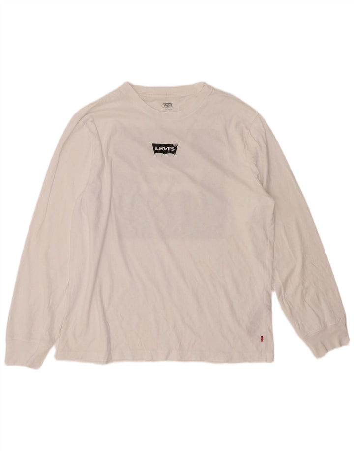LEVI'S Mens Relaxed Graphic Top Manga Larga Algodón Blanco Medio