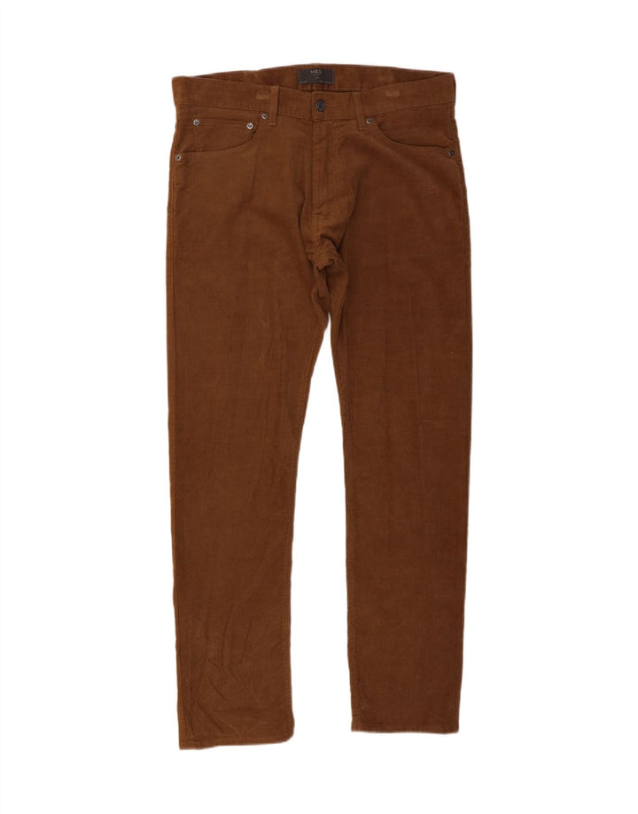 Marks & Spencer Pantalones de pana ajustados para hombre W34 L31 Algodón marrón