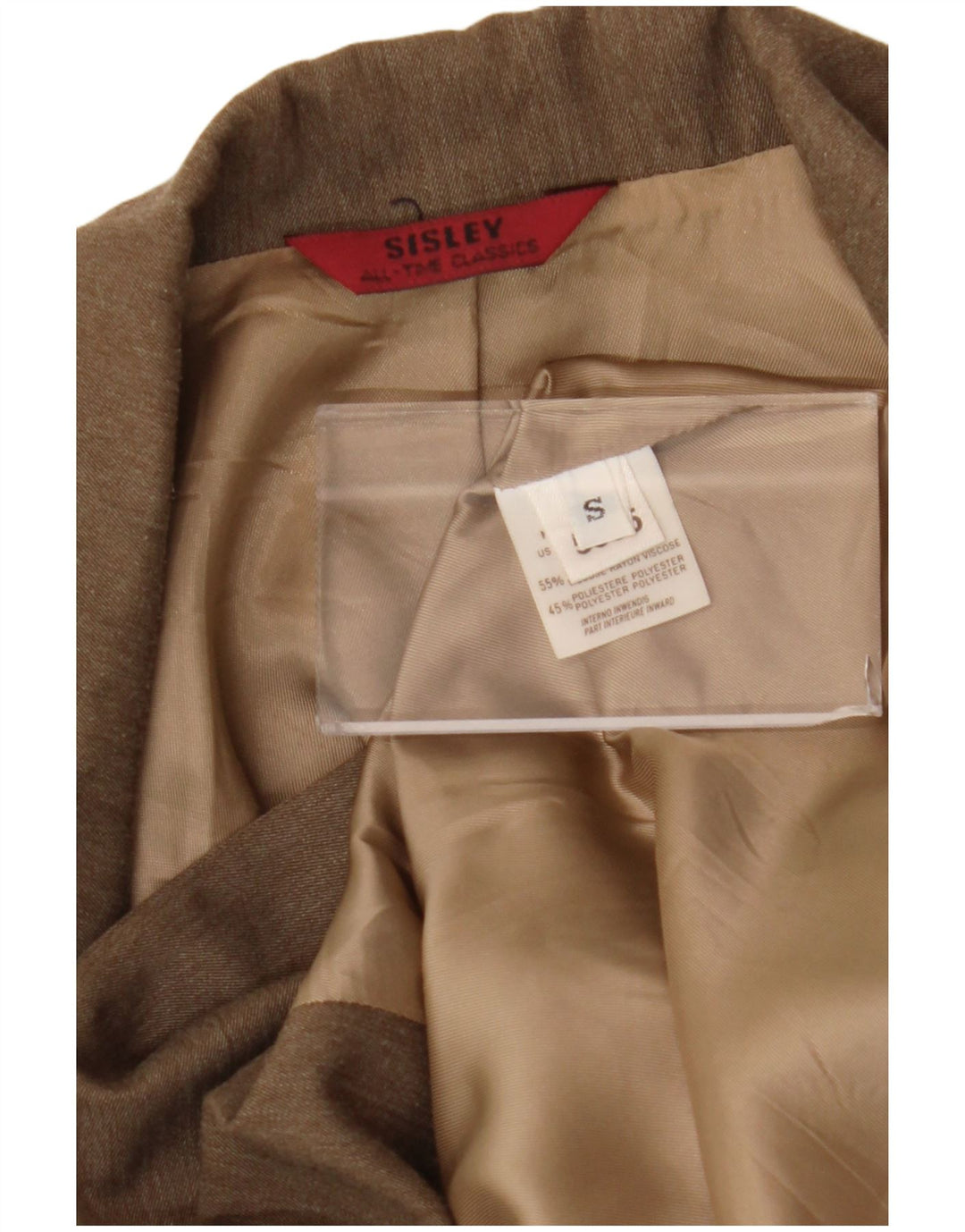 Sisley Chaqueta Blazer de 4 Botones para Mujer UK 10 Small Brown Viscosa