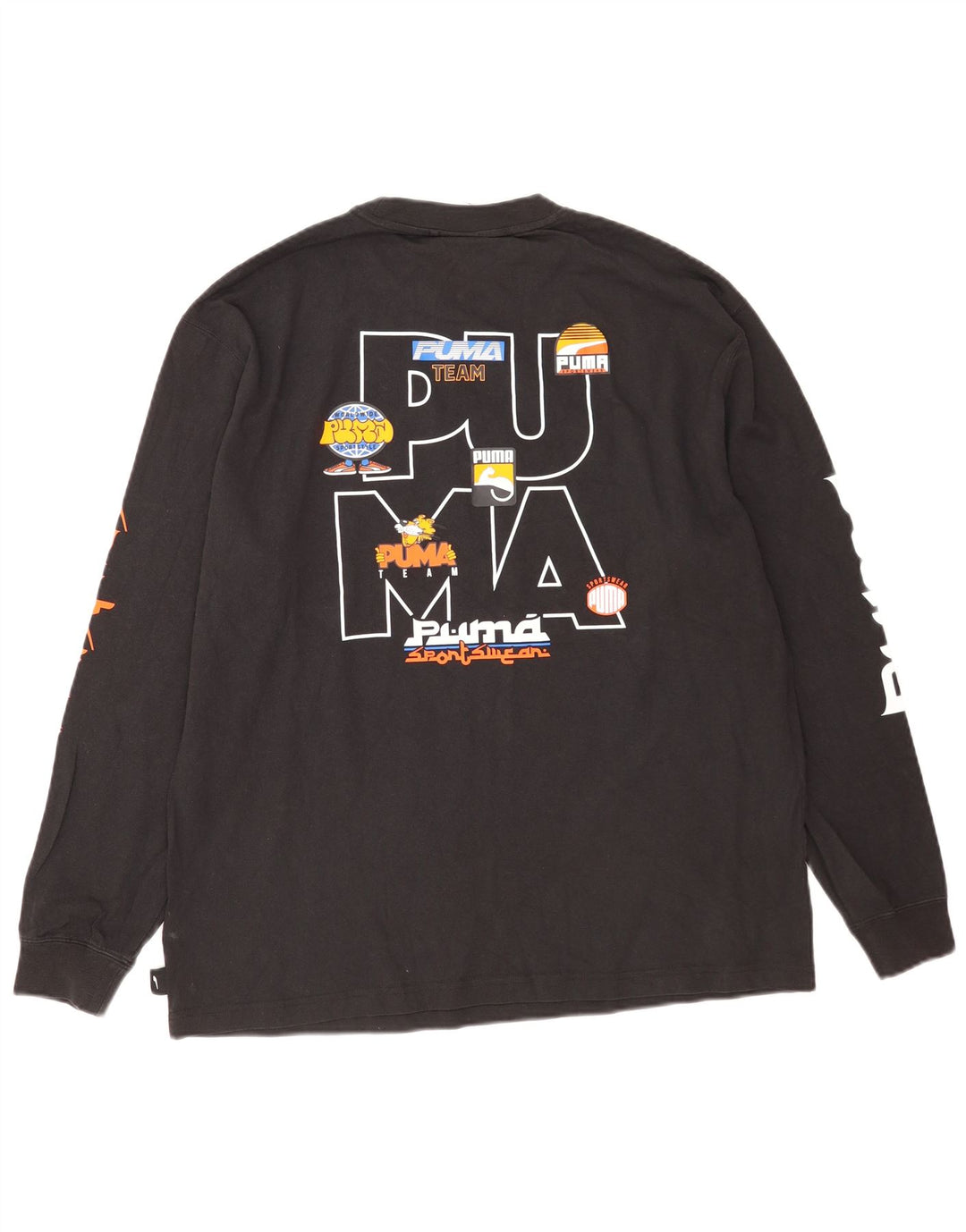 Puma Hombre Gráfico Top Manga Larga Grande Algodón Negro