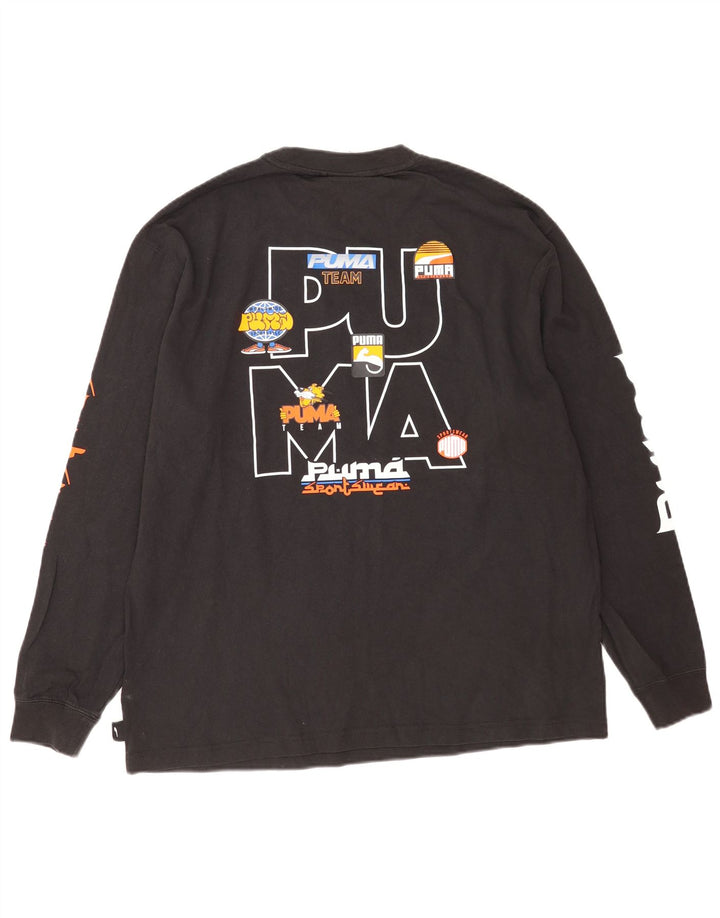 Puma Hombre Gráfico Top Manga Larga Grande Algodón Negro