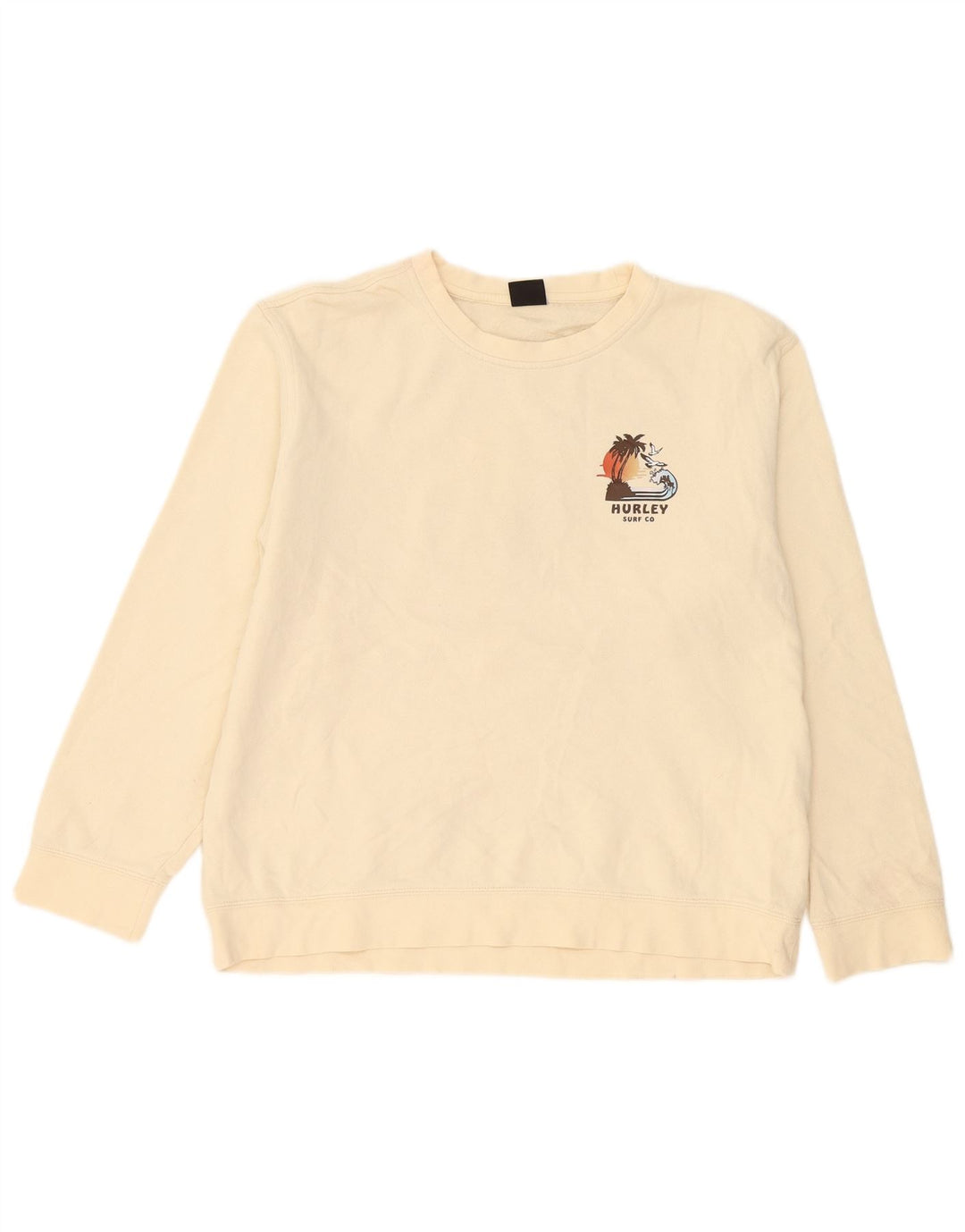 Hurley Hombre Sudadera Gráfica Jumper Algodón Beige Medio