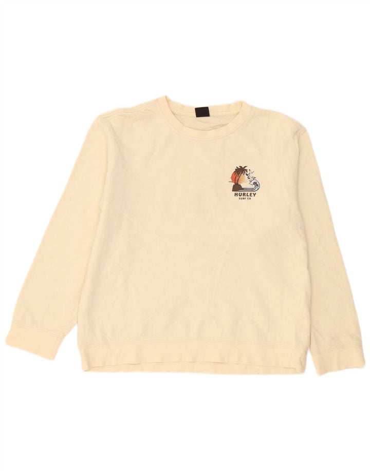 Hurley Hombre Sudadera Gráfica Jumper Algodón Beige Medio