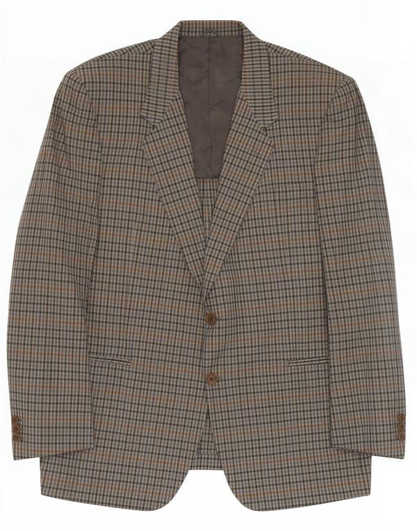 Pierre Cardin Chaqueta tipo blazer de 2 botones para hombre Reino Unido 40 Algodón a cuadros gris grande