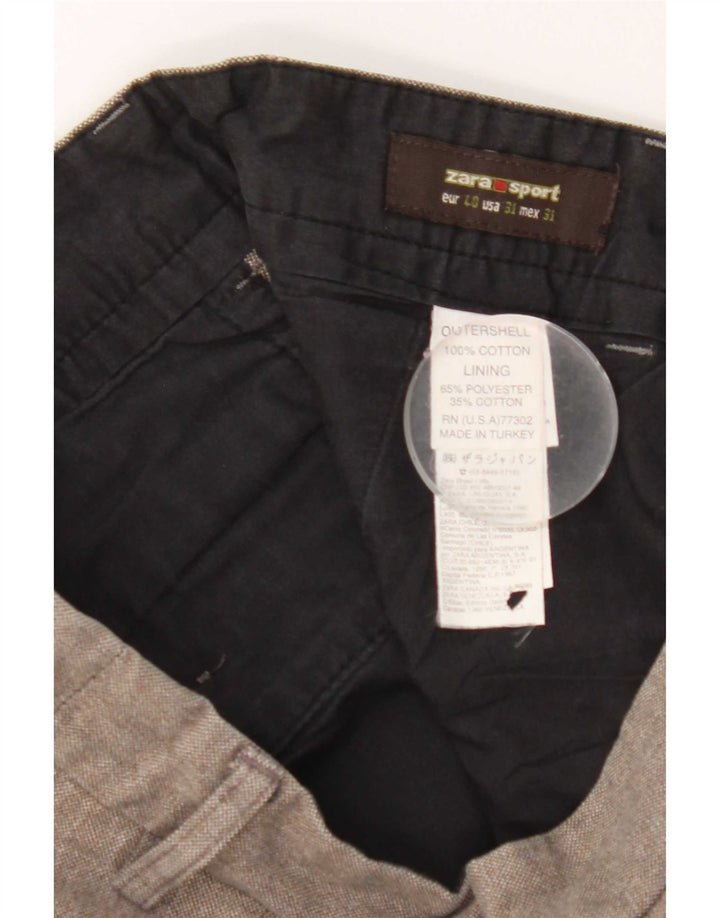Zara Pantalón chino recto para hombre EU 40 Medium W31 L30 Poliéster gris