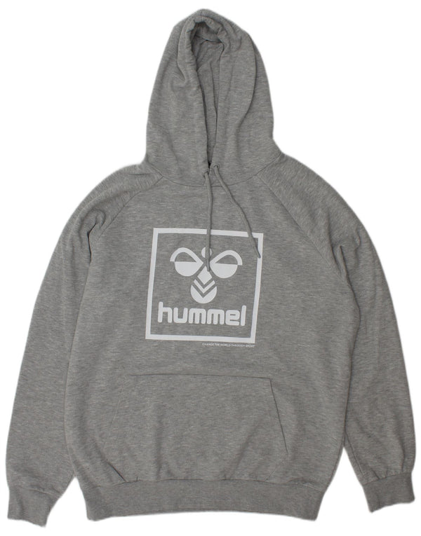 Hummel Sudadera con capucha gráfica para hombre XL Poliéster moteado gris