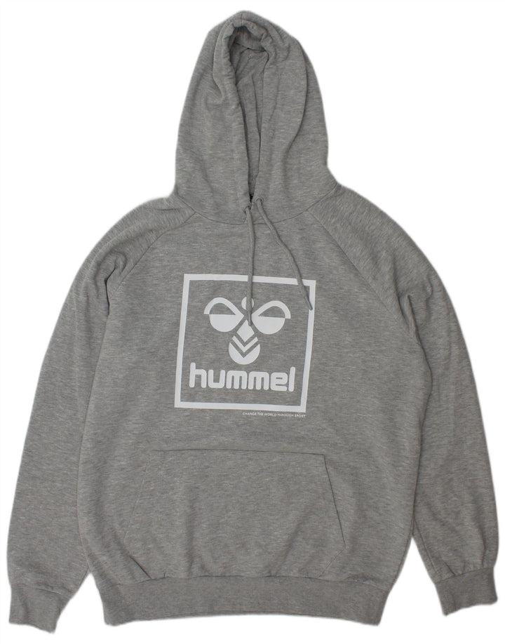 Hummel Sudadera con capucha gráfica para hombre XL Poliéster moteado gris