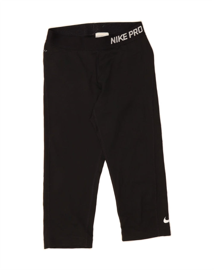 NIKE Womens Graphic Capri Leggings UK 10 Small  Black Polyester Vintage Nike and Second-Hand Nike from Messina Hembry 