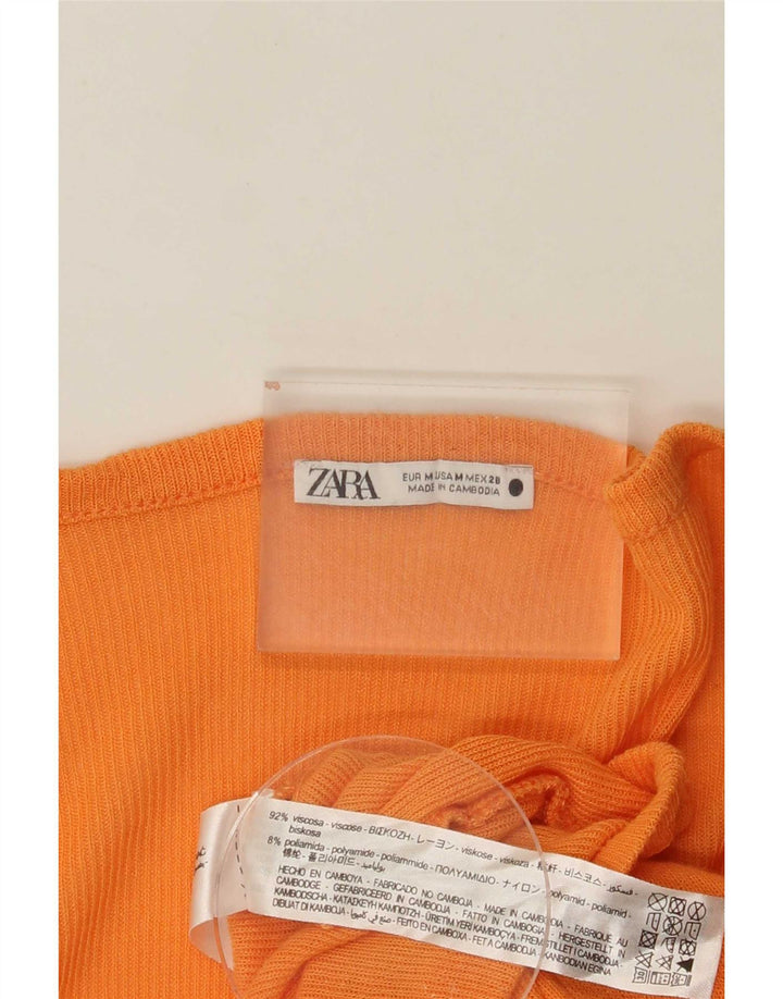 Zara Mujer Crop Top UK 44 Viscosa Naranja Mediana