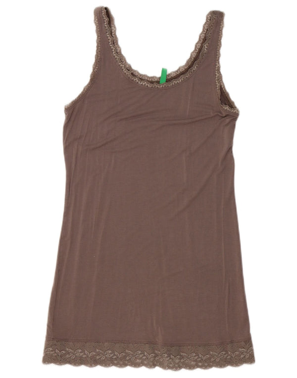 Benetton Minivestido lencero para mujer UK 6 XS Viscosa gris