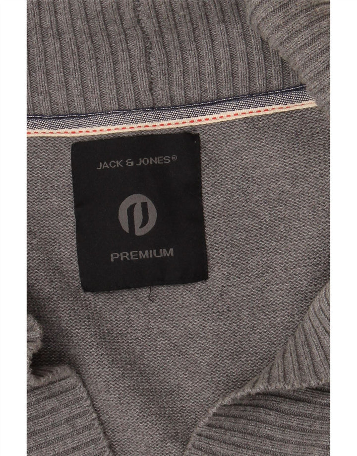 JACK & JONES Suéter tipo cárdigan para hombre pequeño gris