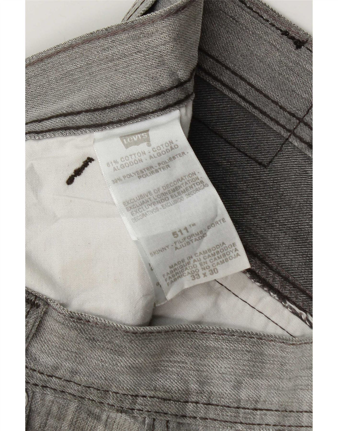 Levi's Vaqueros ajustados 511 para hombre W33 L30 Algodón moteado gris