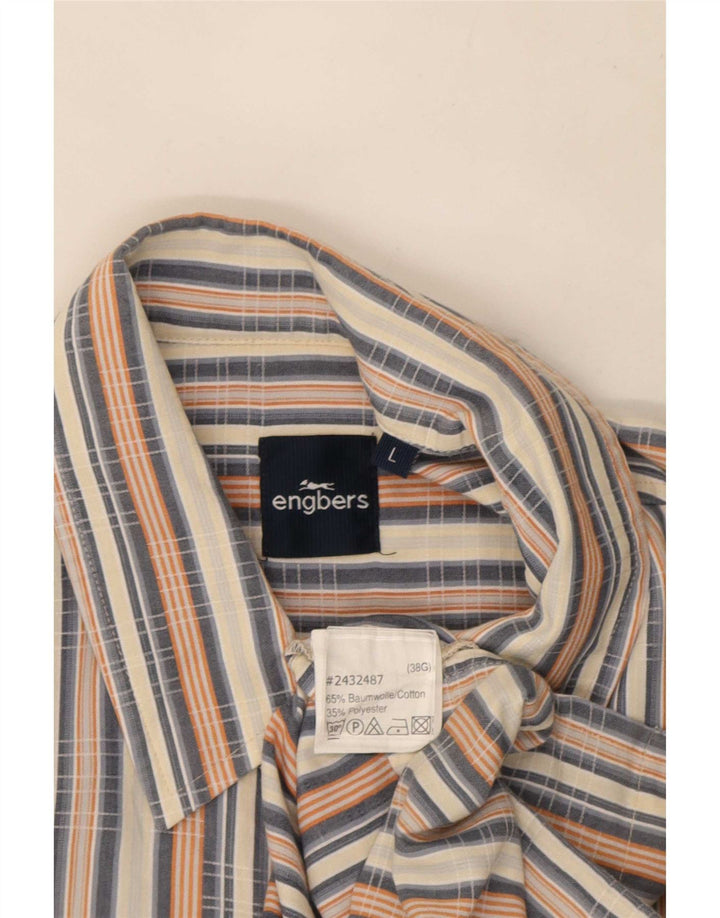 Engbers Camisa De Manga Corta Para Hombre De Algodón A Rayas Multicolor Grande