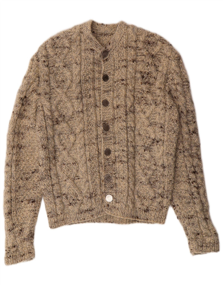 Vintage mujer Cardigan suéter Reino Unido 12 Medio Beige Clásico