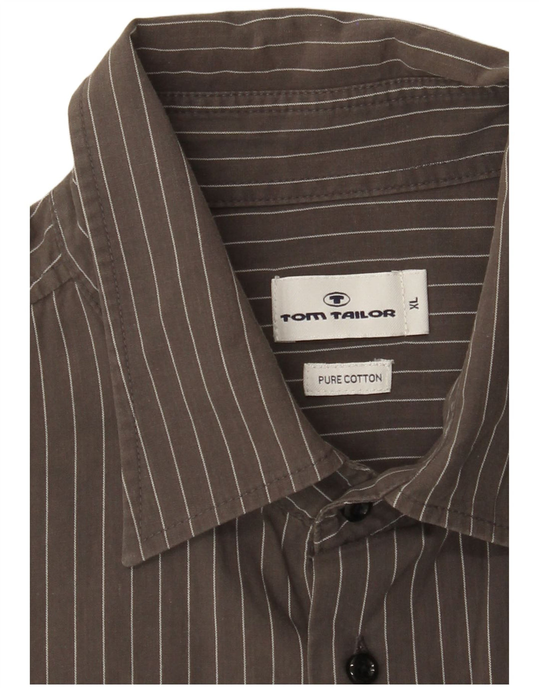TOM TAILOR Camisa Hombre XL Algodón Rayas Grises