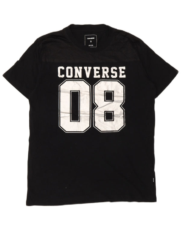 Converse - Camiseta gráfica para hombre, talla pequeña, algodón negro