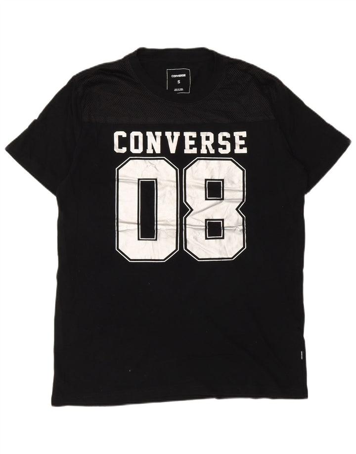 Converse - Camiseta gráfica para hombre, talla pequeña, algodón negro