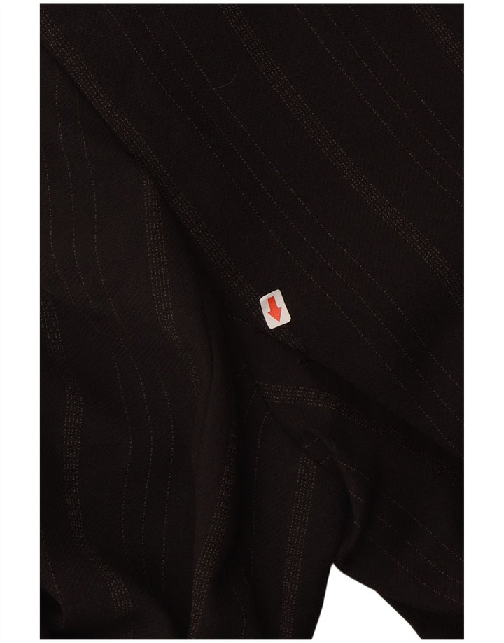 Sportstaff Chaqueta tipo blazer larga con 1 botón para mujer, talla 40, talla pequeña, color marrón, a rayas