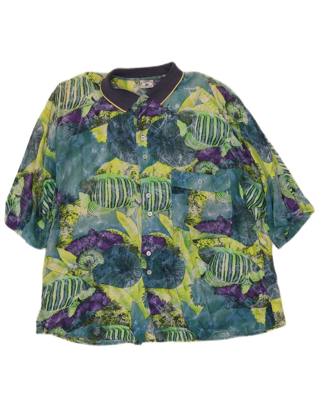 CARREL Camisa de Manga Corta con Estampado Abstracto para Hombre Small Multicolor