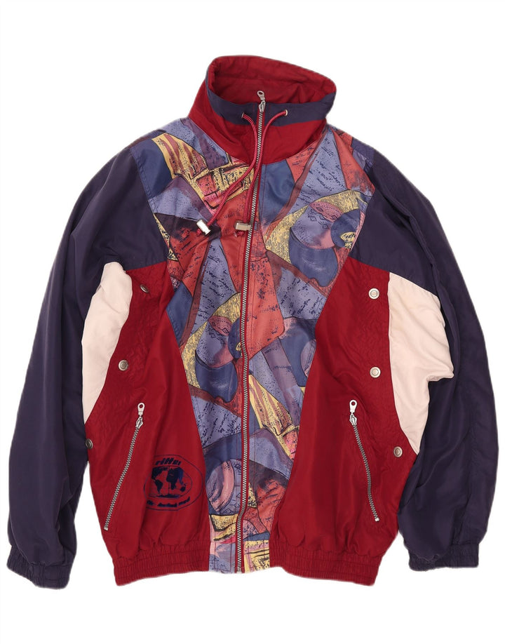 VINTAGE Chaqueta superior de chándal gráfico para hombre 2XL Bloque de color azul marino