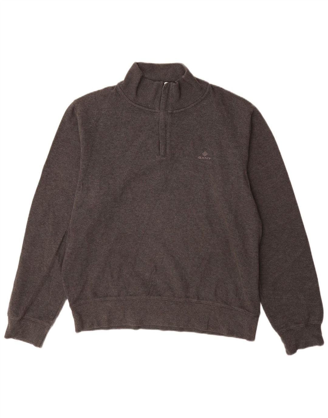 GANT Sudadera con cuello y cremallera para hombre, jersey de algodón gris grande