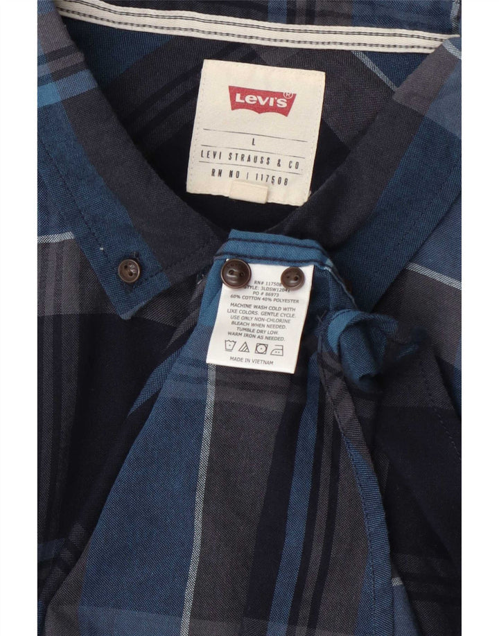 Levi's Camisa De Manga Corta Para Hombre De Algodón A Cuadros Azul Marino Grande