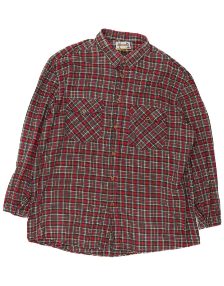 Camisa de franela vintage para hombre XL cuadros rojos